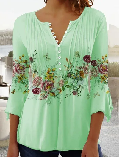 Women's 3d Digital Printing Button T shirt Top Bdwyhs0Yh29 3Xl - Shop at LoveMi