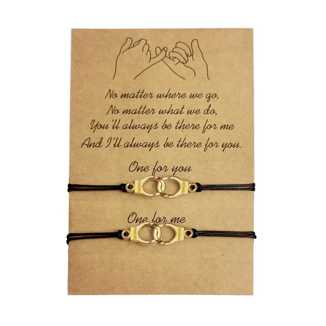 Heart shaped Sunflower Wax Line Hand woven Couple Friendship Card Bracelet Handcuffs Gold - Shop at LoveMi