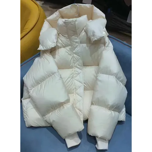 Thick Loose Down Cotton padded Jacket Beige - Shop at LoveMi