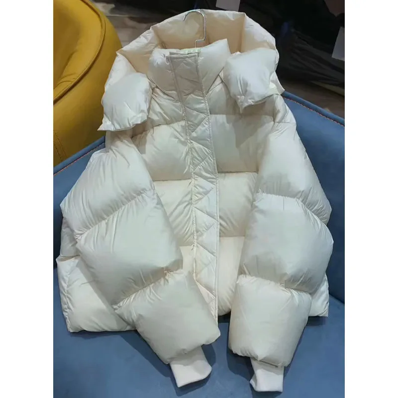 Thick Loose Down Cotton-padded Jacket - Beige