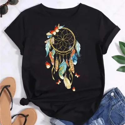 Women's Simple Casual Printed Short Sleeves Bt10666Black - Shop at LoveMi