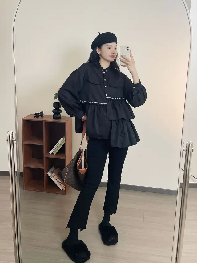 Maternity Top Autumn Fashion Mom Loose Slimming Black - Shop at LoveMi