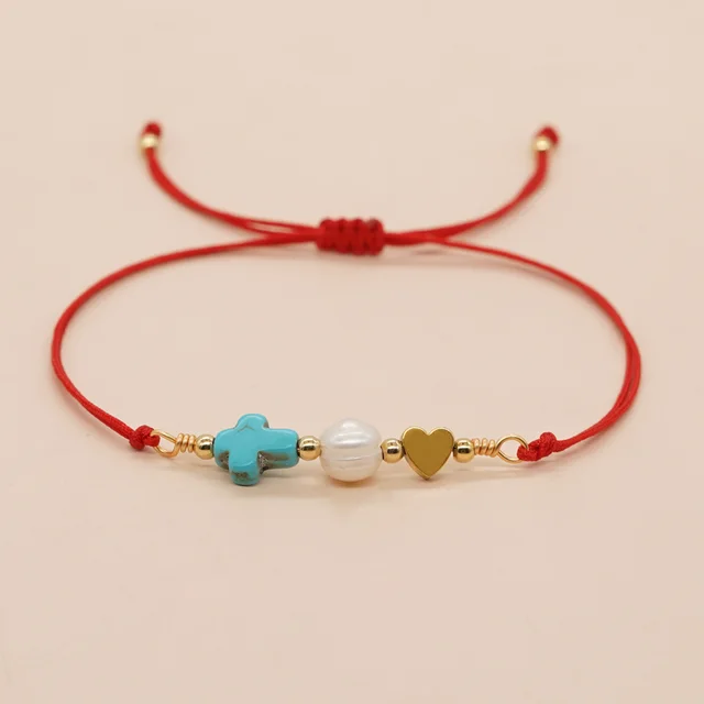 Blue Pine Cross Peach Heart Pearl Carrying Strap Zzb23051604A - Shop at LoveMi
