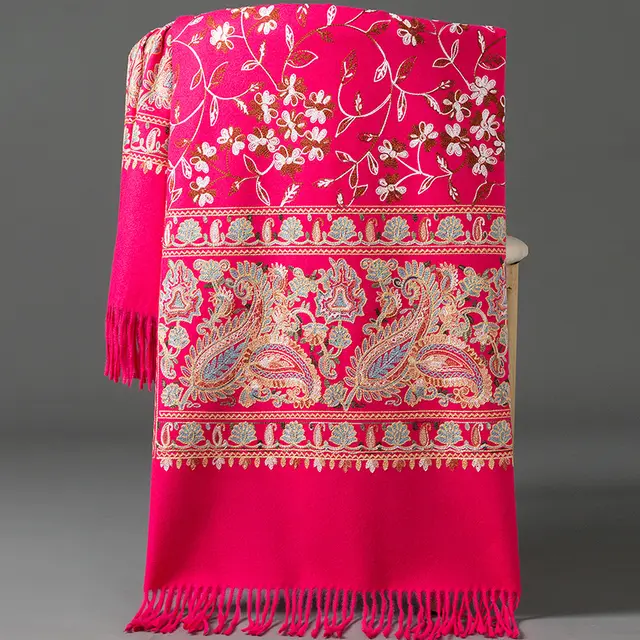 Scarf Shawl Cashmere Warm Cheongsam Outerwear Rose Red - Shop at LoveMi