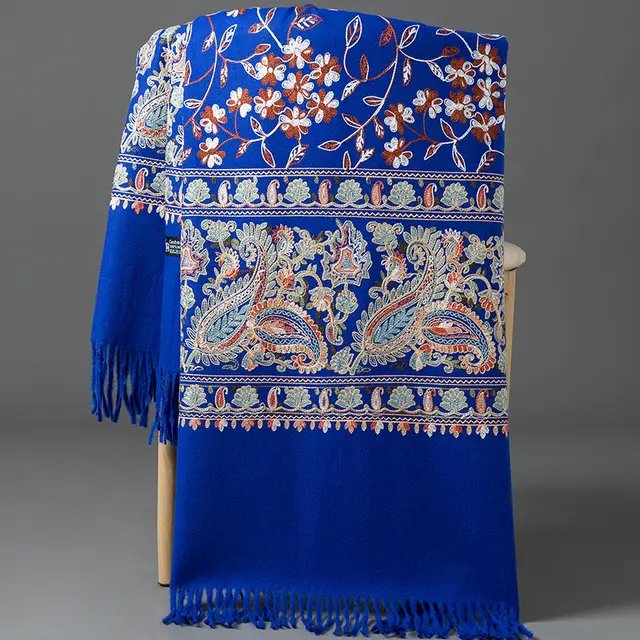 Scarf Shawl Cashmere Warm Cheongsam Outerwear Sapphire Blue - Shop at LoveMi