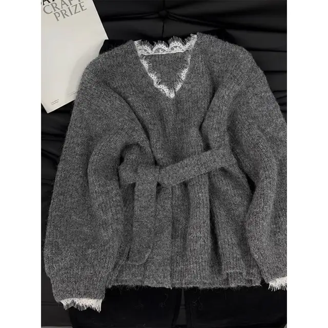 Patchwork Fake Two Pieces Pullover Gray Top Gray Fake Two Pieces - Shop at LoveMi