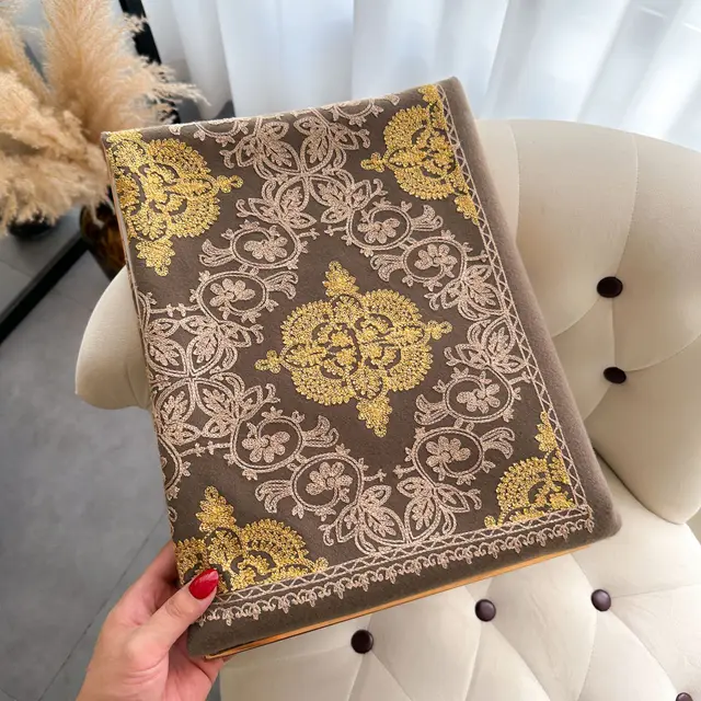 Ethnic Style Plant Totem Cashmere like Embroidered Warm Scarf Olive - Shop at LoveMi