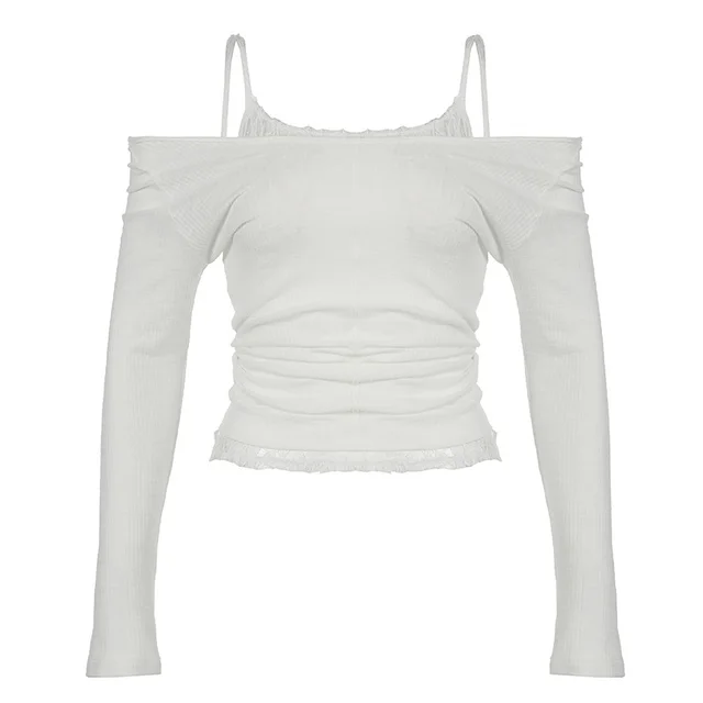 Simple Style Two piece Knitted Sunken Stripe T shirt Wet18510 Two Pieces White - Shop at LoveMi