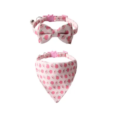 Pet Collar Colorful Fruit Series Bow Triangular Binder Peach Suit - Shop at LoveMi