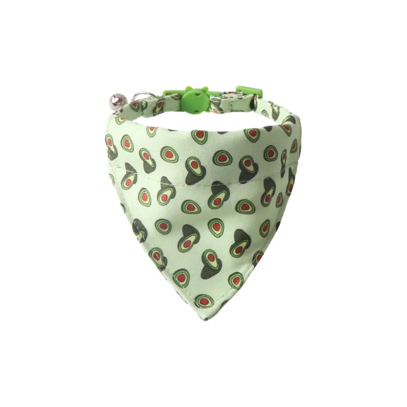 Pet Collar Colorful Fruit Series With Bell - Avocado Triangular Binder