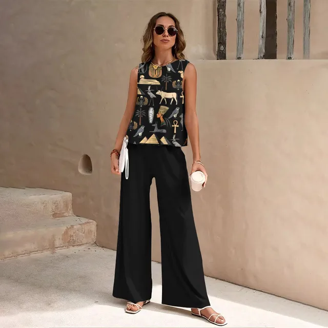 European And American Fashion Nation Geometric Vest Pants Suit Wn11Wr06Zn250108T065 - Shop at LoveMi