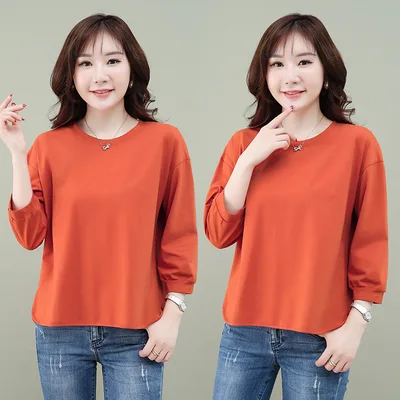 Plus sized Plus Size Autumn New Loose Solid Color Short Sleeve T shirt Red - Shop at LoveMi