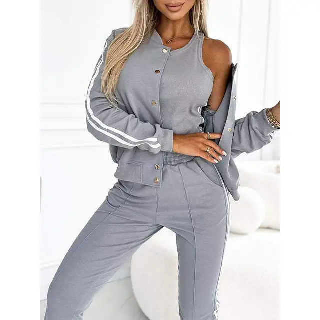 New Fashion Casual Three piece Suit Women Gray - Shop at LoveMi