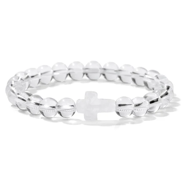 Stone Bead Cross Bracelet Women's Simple Retro White Crystal - Shop at LoveMi