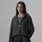 Silk Wool Casual Sports Loose Fit Hoodie Half Skirt Set - Dark Gray Sweater