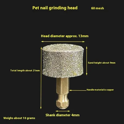 Pet Nail Manicure Grinding Head Trimming Diamond Grinding Head 60 Mesh - Shop at LoveMi