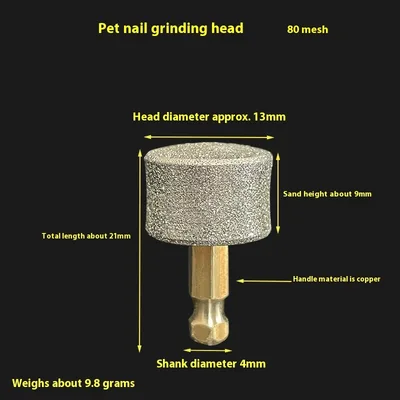 Pet Nail Manicure Grinding Head Trimming Diamond Grinding Head 80 Mesh - Shop at LoveMi