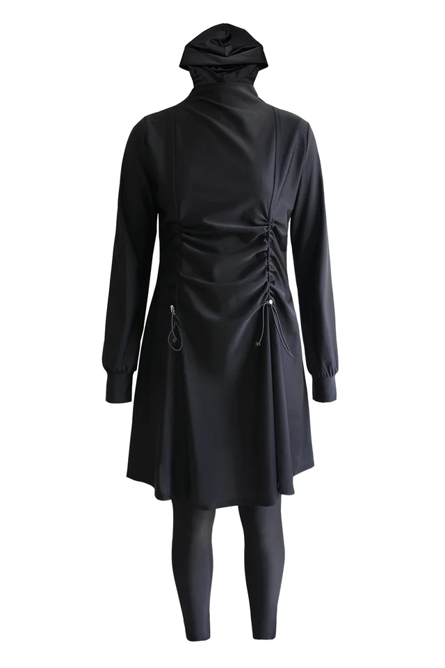 Women's Black Pleating Swimming Three piece Set Black - Shop at LoveMi