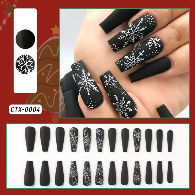 Christmas Black Red Bottom Big Snowflake Manicure Td203Ctx0004 Style - Shop at LoveMi