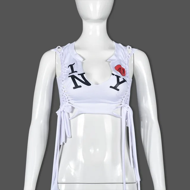 Hot Girl Sleeveless Hollow Small Tank Top White - Shop at LoveMi