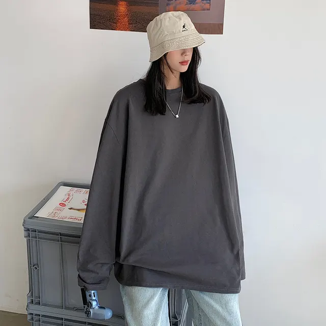 Men's And Women's All series Loose Long Sleeve Sweatershirt T shirt Dark Gray - Shop at LoveMi