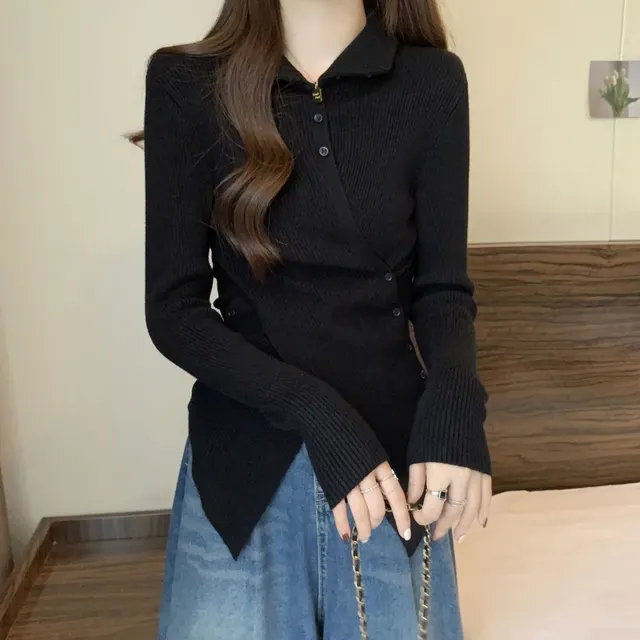 Women's Waist tight Slimming Knitted Top Black - Shop at LoveMi
