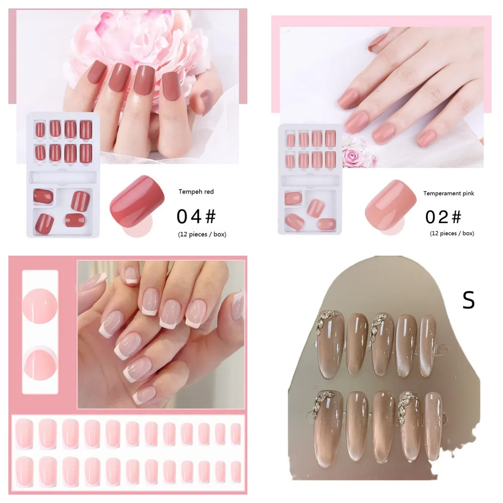 Nail Tips Square Short Simple Removable Boxed Fake Nails Set - Shop at LoveMi