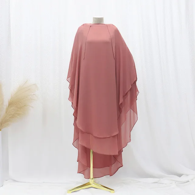 Solid Color Front And Rear Double layer Chiffon Large Swing Headscarf Pink - Shop at LoveMi