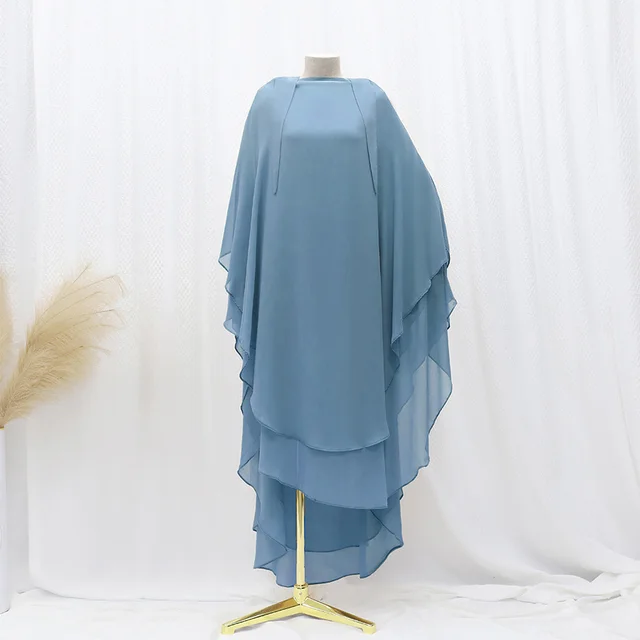 Solid Color Front And Rear Double layer Chiffon Large Swing Headscarf Sky Blue - Shop at LoveMi