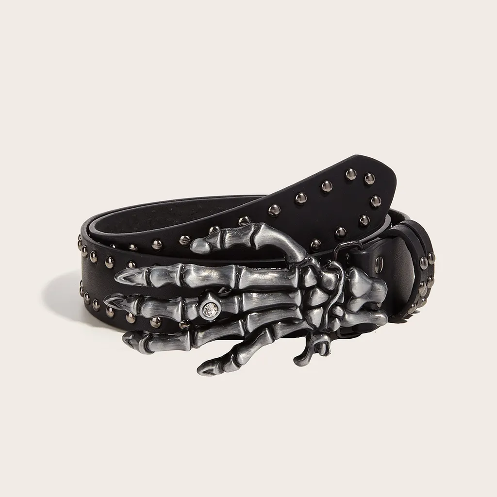Dark Devil's Hand Paw Belt Leisure Denim - Black A58