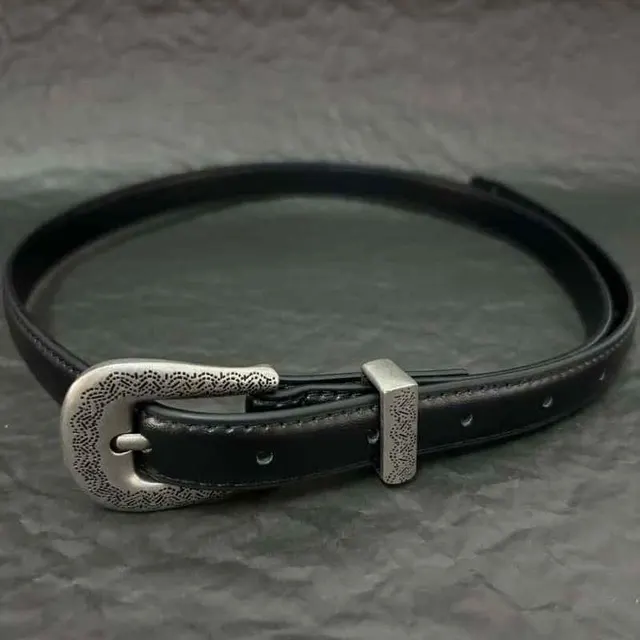 Special interest Design Thin And Narrow Metal Carved Buckle Women's Leather Belt Carved - Shop at LoveMi