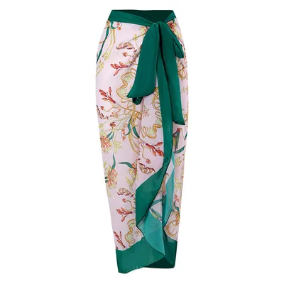 Swimsuit Women's One piece Skinny Print Chiffon Dress Two Piece Swimwear Green Single Skirt - Shop at LoveMi