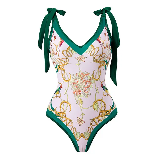 Swimsuit Women's One piece Skinny Print Chiffon Dress Two Piece Swimwear Green Swimsuit - Shop at LoveMi
