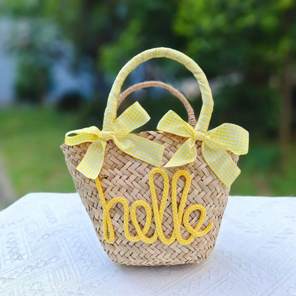 Customized Letter Woven Candy Colored Handbag Yellow - Shop at LoveMi