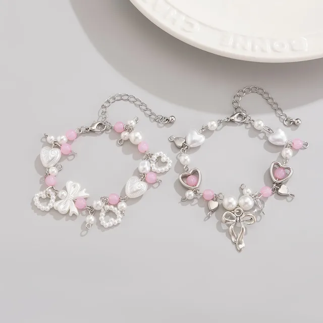 Love Heart Bow Tie Cute Jewelry Design White K05752 Pair - Shop at LoveMi
