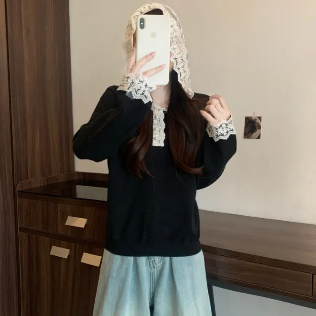 Stitching Hooded Long sleeved New Bottoming Shirt Top Black - Shop at LoveMi