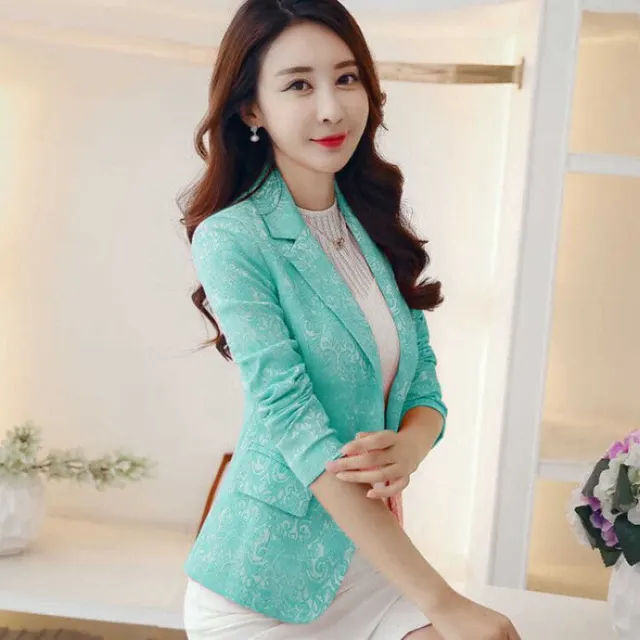 Spring New Coat Jacquard Short Suit Women's Top Light Green - Shop at LoveMi