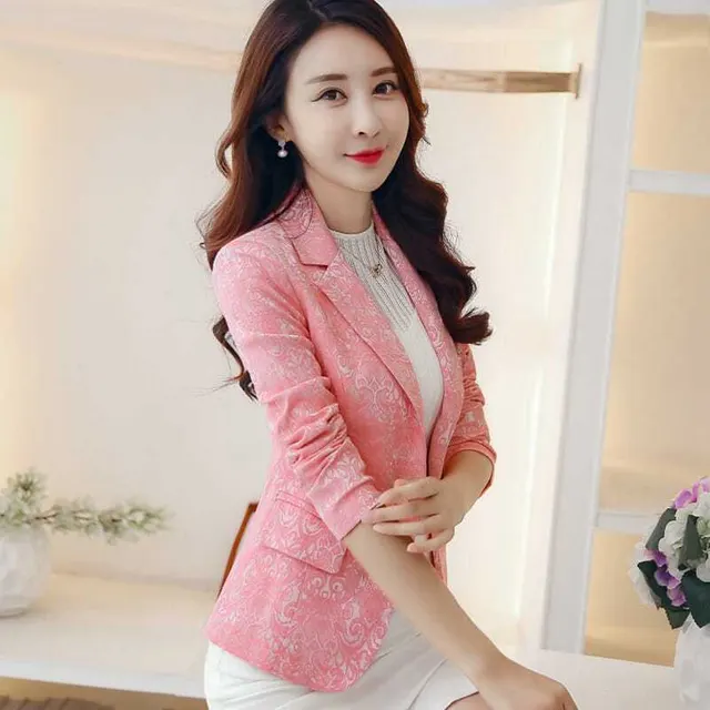 Spring New Coat Jacquard Short Suit Women's Top Pink - Shop at LoveMi