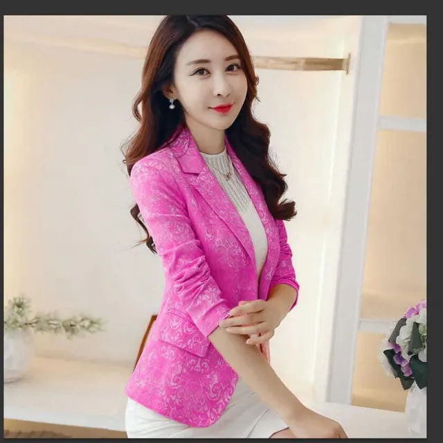 Spring New Coat Jacquard Short Suit Women's Top Rose Red - Shop at LoveMi