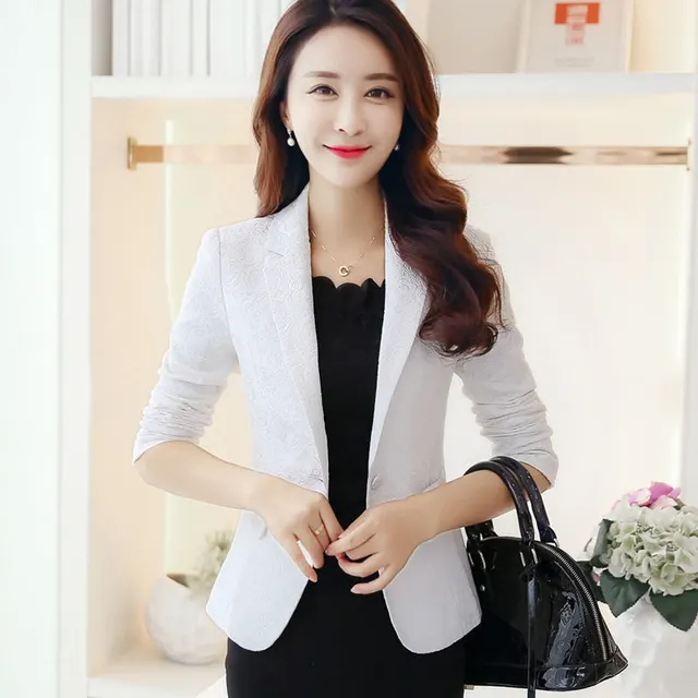 Spring New Coat Jacquard Short Suit Women's Top White - Shop at LoveMi