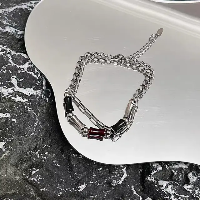 Niche Cuban Design Men's Bracelet Dark Red Bamboo Bracelet - Shop at LoveMi