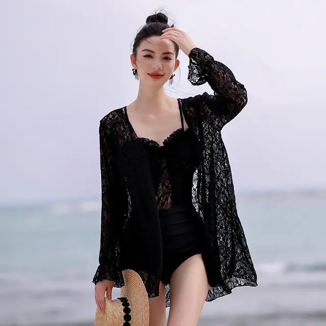 Covering Belly Thin Sexy South Korea Ins Style Hot Spring Swimsuit Black - Shop at LoveMi