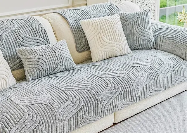 Autumn And Winter Thickening Non slip Plush Sofa Cushion Light Gray - Shop at LoveMi
