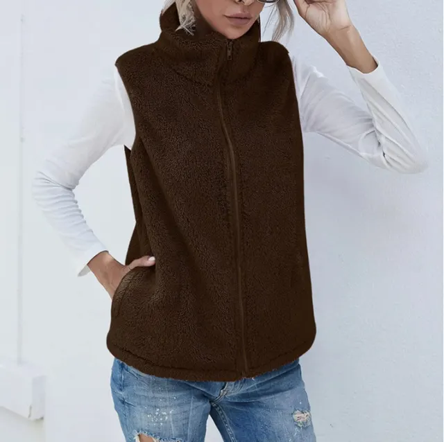 European And American Coat Loose Plaid Fur Cardigan Dark Brown - Shop at LoveMi