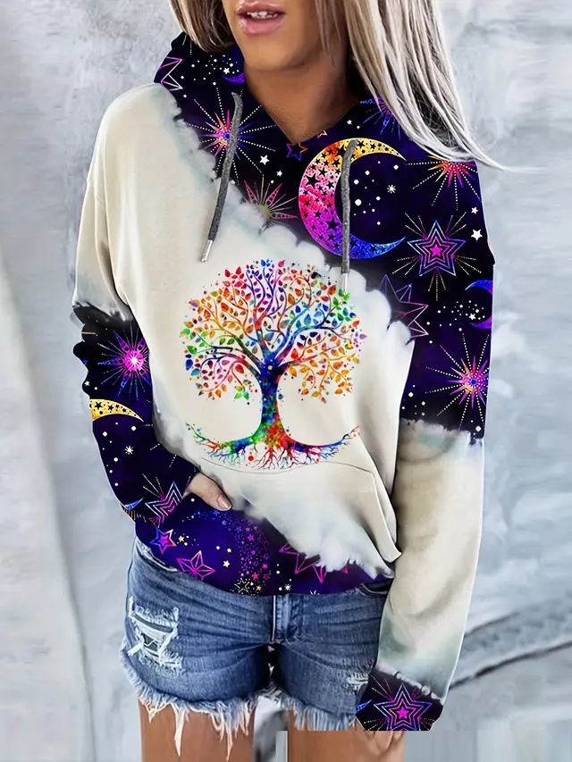 Digital Printing Drawstring Ladies Hoodie Casual Long Sleeve Ch9414 - Shop at LoveMi