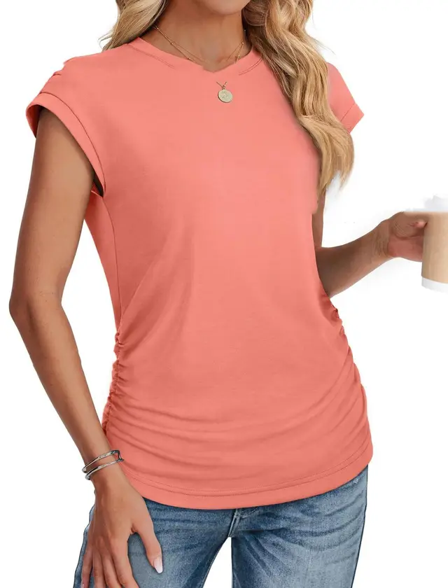 European And American Ladies Vest Solid Color Round Neck Pink - Shop at LoveMi