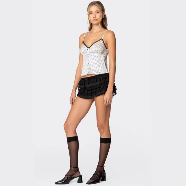 Hot Girl Vest Satin Satin Satin Lace Sling Top White - Shop at LoveMi