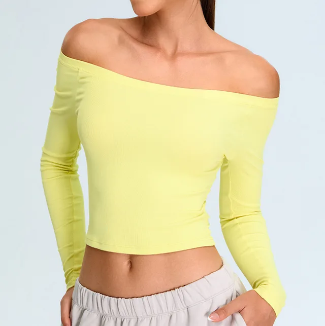 Autumn And Winter Women's Yoga Clothes Off neck Sports Yellow - Shop at LoveMi