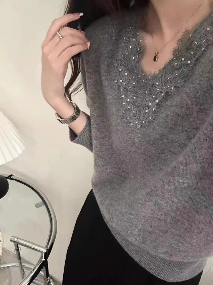 Elegant Wool Sweater Bottoming Women Gray - Shop at LoveMi