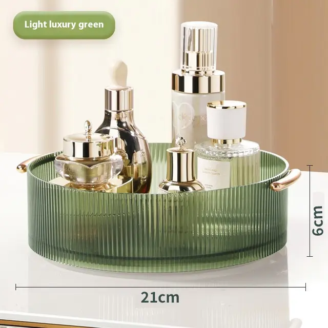 Plastic Cosmetics Rotating Storage Box Light Luxury Transparent Green - Shop at LoveMi